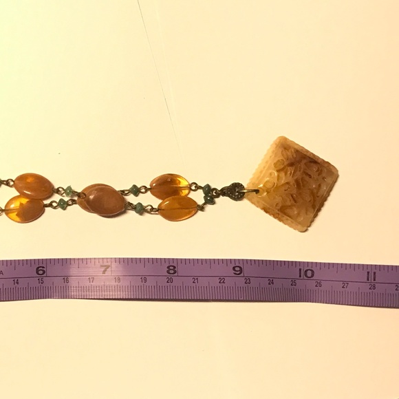 Pretty Amber and Green Coloured  Necklace - Picture 6 of 6